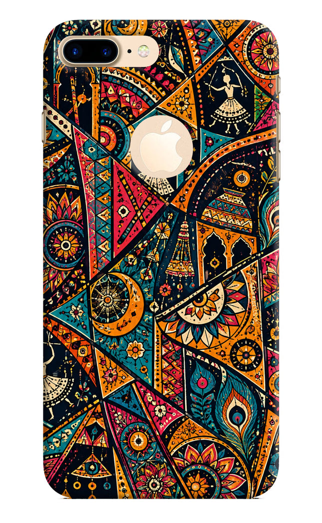 Folk Print iPhone 8 Plus Logocut Hard Case Back Cover by Casekaro