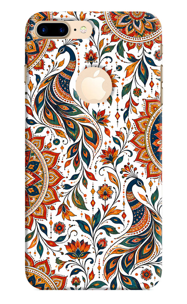 White Mayura iPhone 8 Plus Logocut Hard Case Back Cover by Casekaro