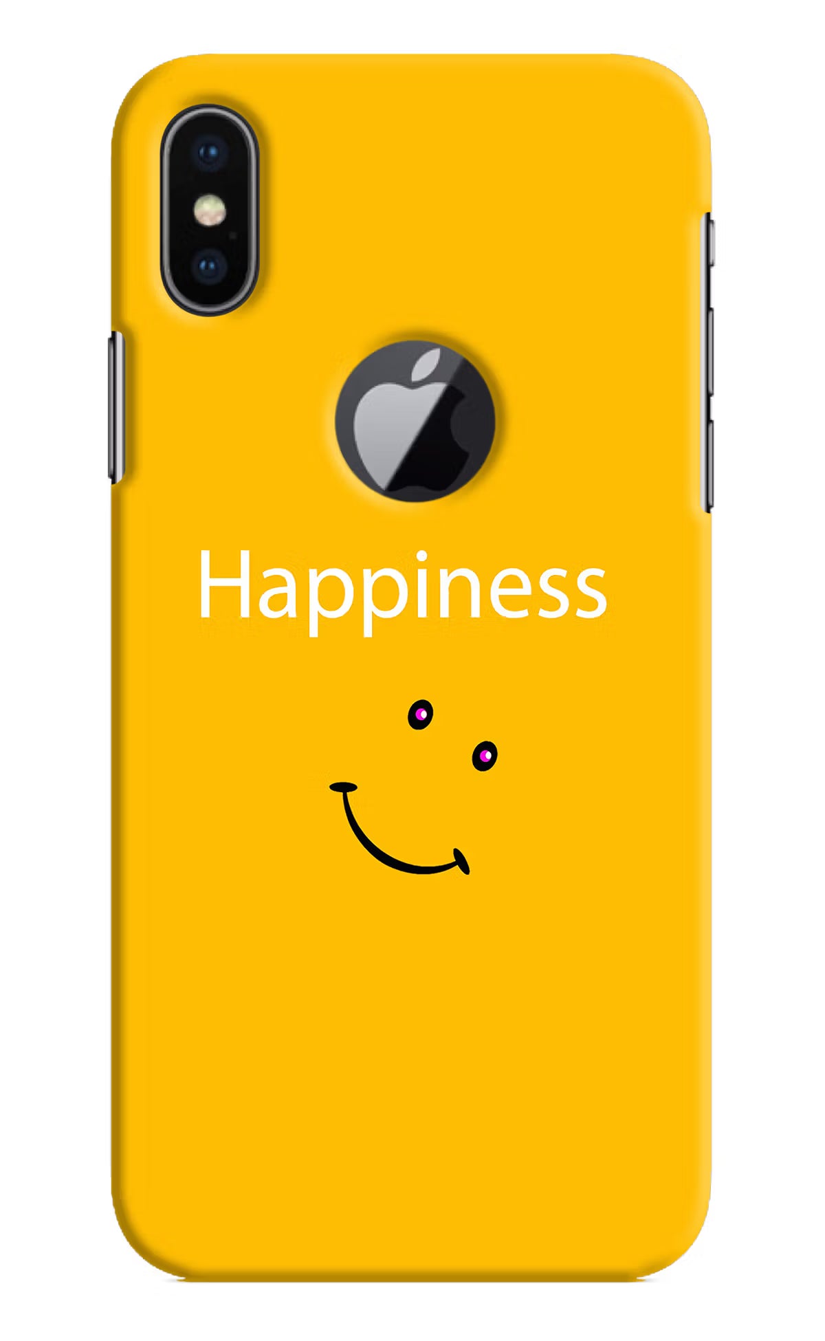 Happiness With Smiley iPhone X Logocut Hard Case Back Cover by Casekaro