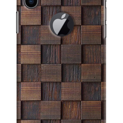 Wooden Cube Design iPhone X Logocut Hard Case Back Cover by Casekaro