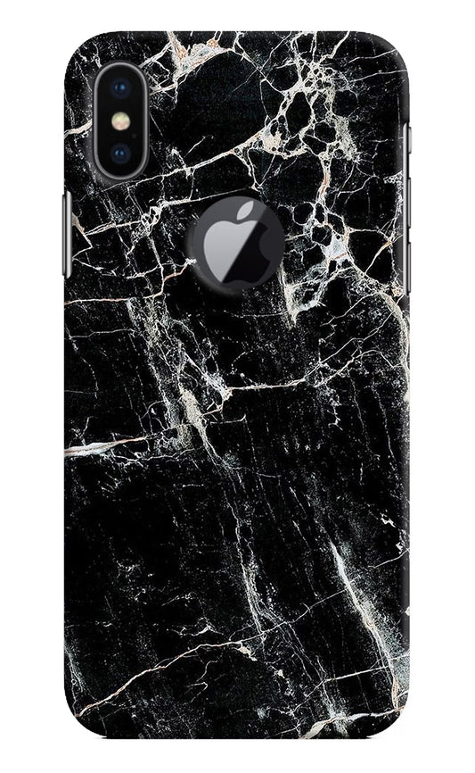 Black Marble Texture iPhone X Logocut Hard Case Back Cover by Casekaro