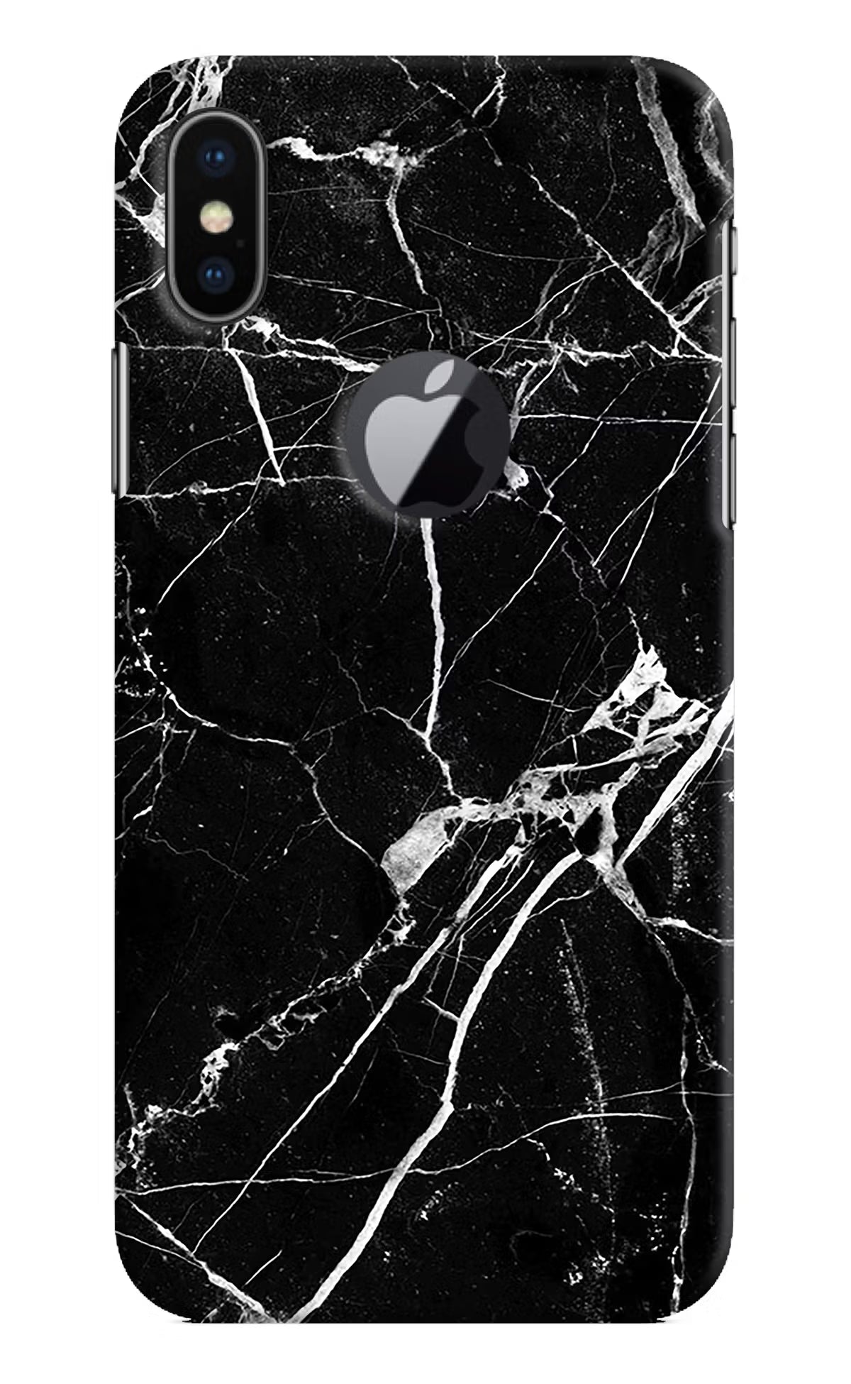 Black Marble Pattern iPhone X Logocut Hard Case Back Cover by Casekaro