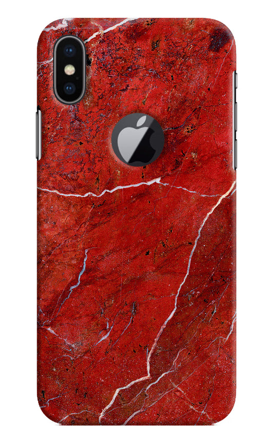 Red Marble Design iPhone X Logocut Hard Case Back Cover by Casekaro