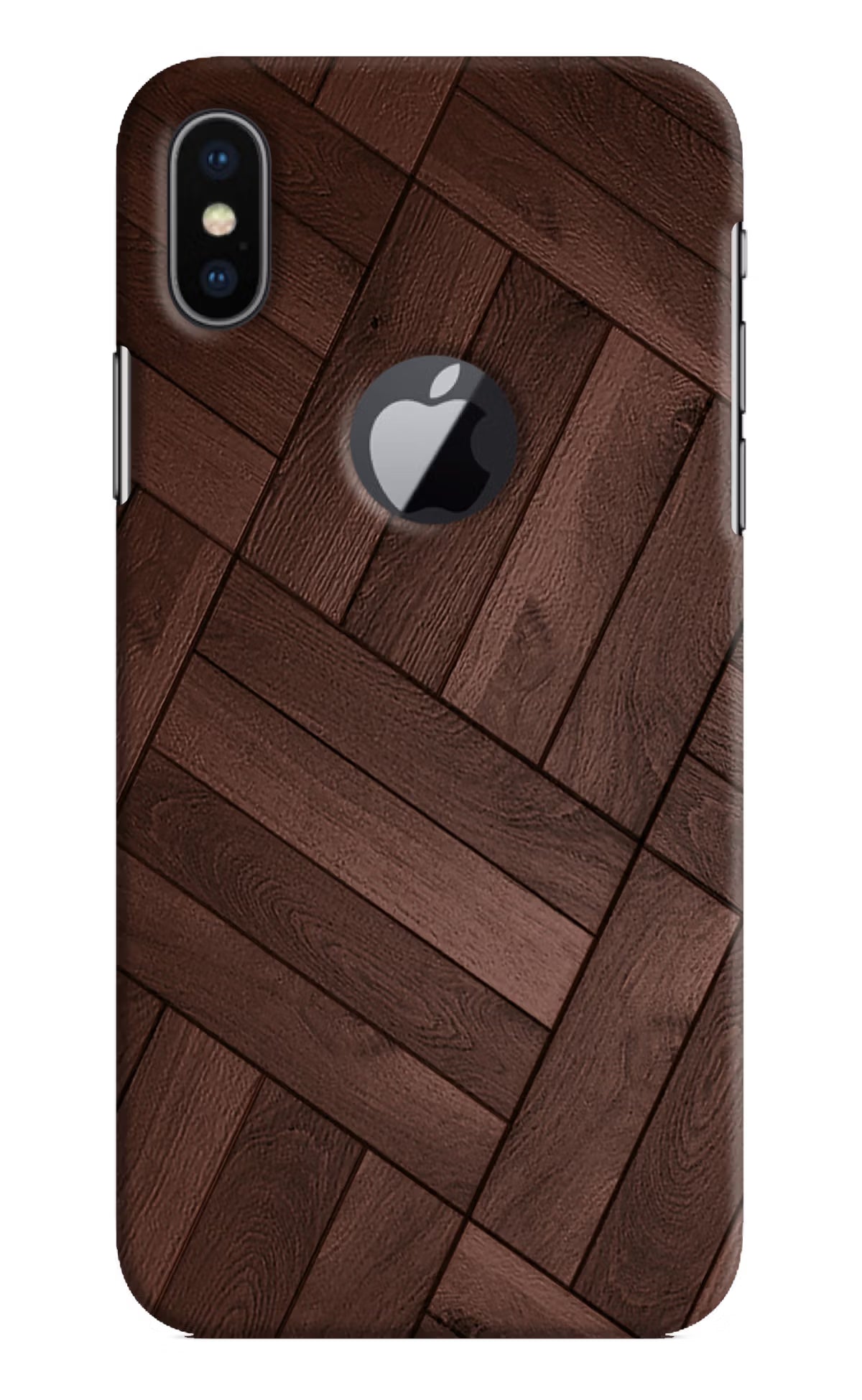 Wooden Texture Design iPhone X Logocut Hard Case Back Cover by Casekaro