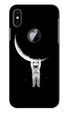 Moon Space iPhone X Logocut Hard Case Back Cover by Casekaro