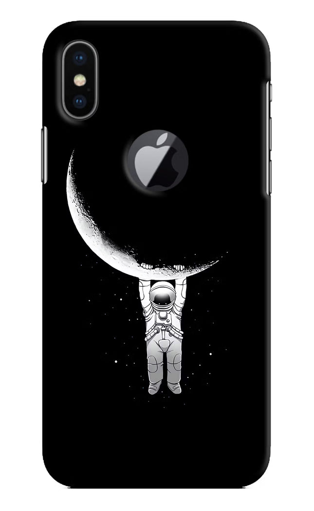 Moon Space iPhone X Logocut Hard Case Back Cover by Casekaro