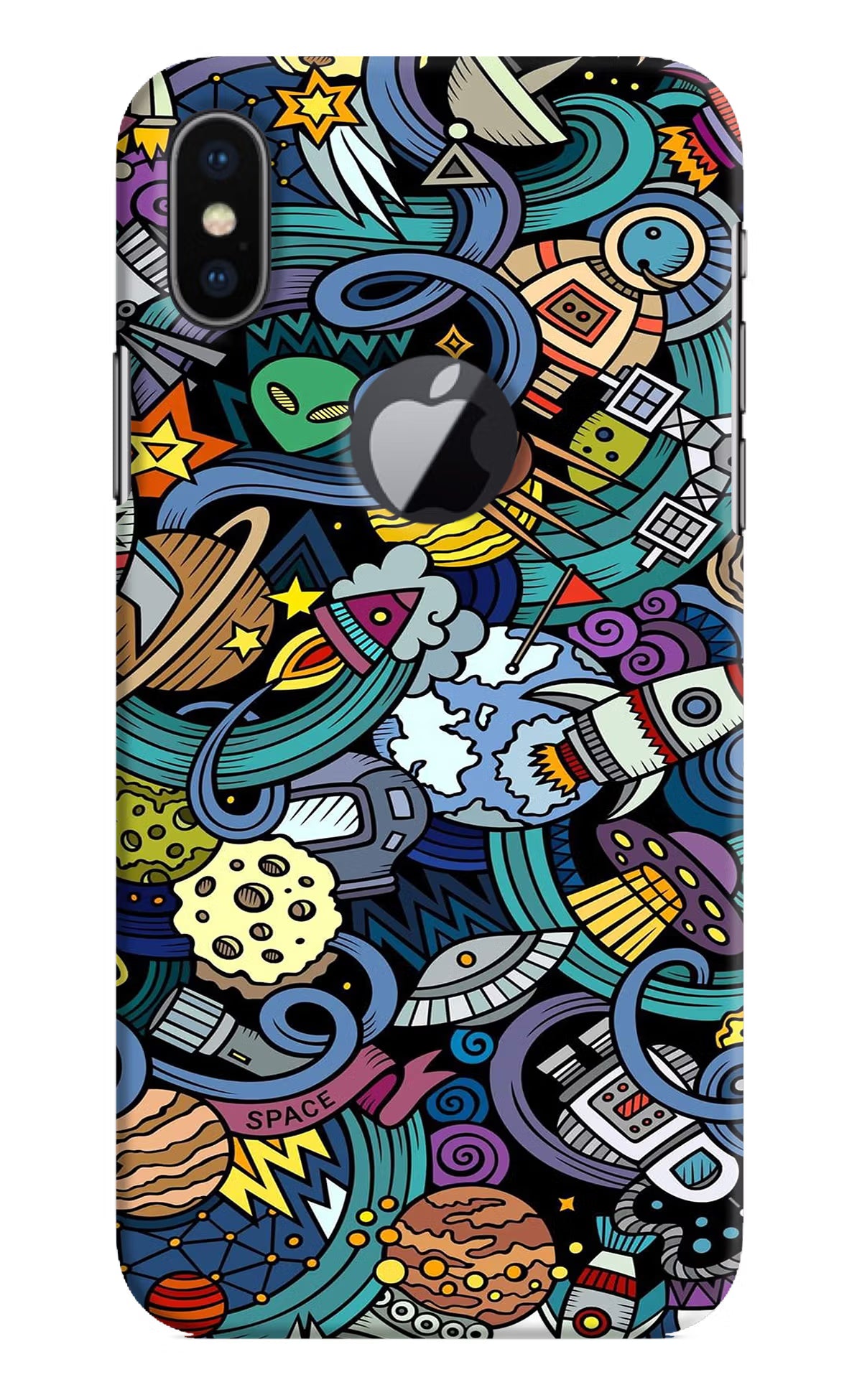 Space Abstract iPhone X Logocut Hard Case Back Cover by Casekaro