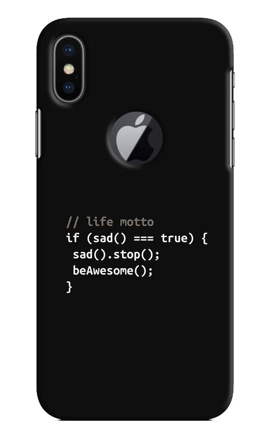 Life Motto Code iPhone X Logocut Hard Case Back Cover by Casekaro