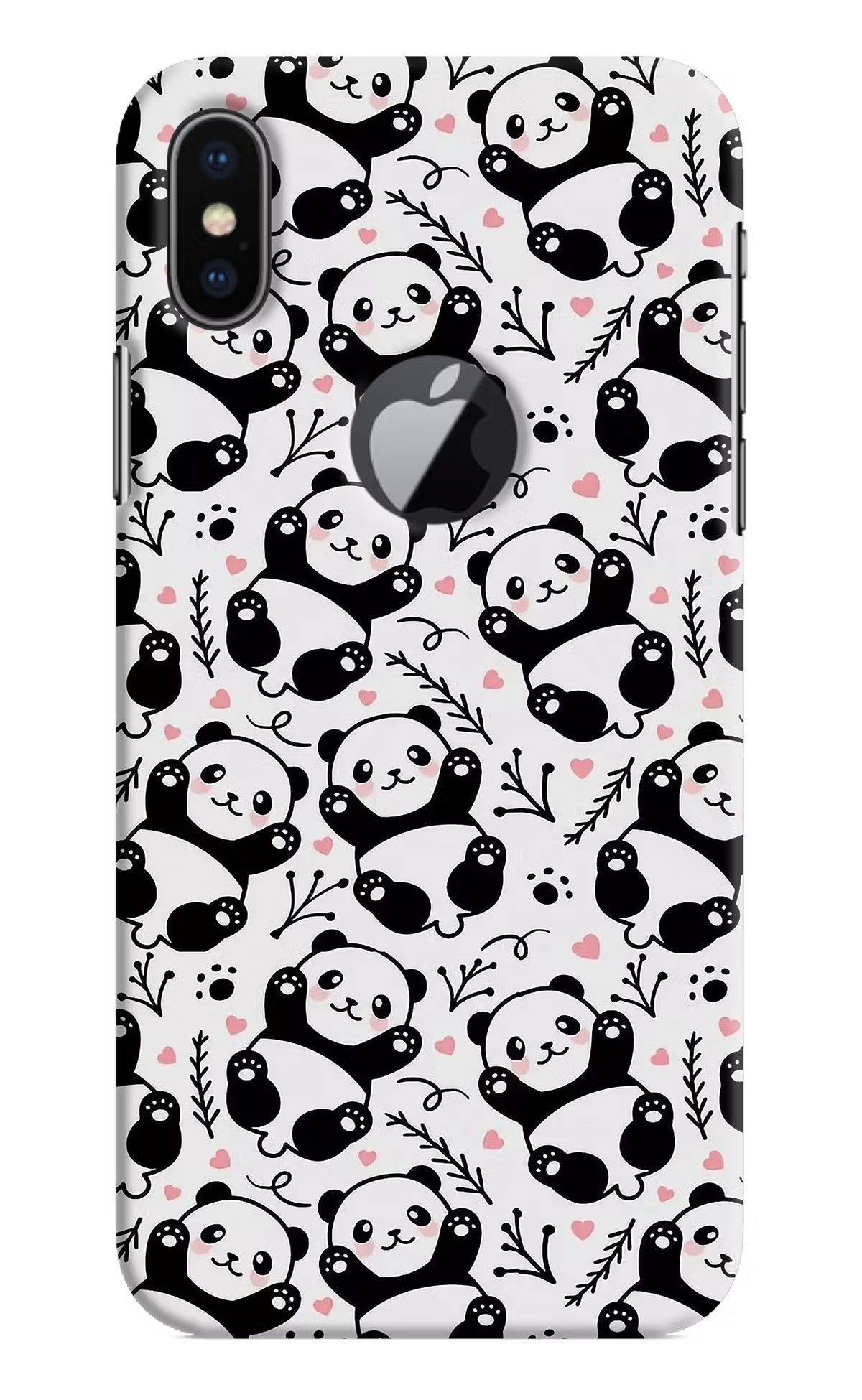 Cute Panda iPhone X Logocut Hard Case Back Cover by Casekaro