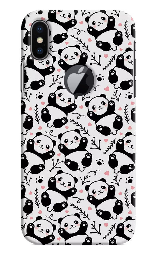 Cute Panda iPhone X Logocut Hard Case Back Cover by Casekaro
