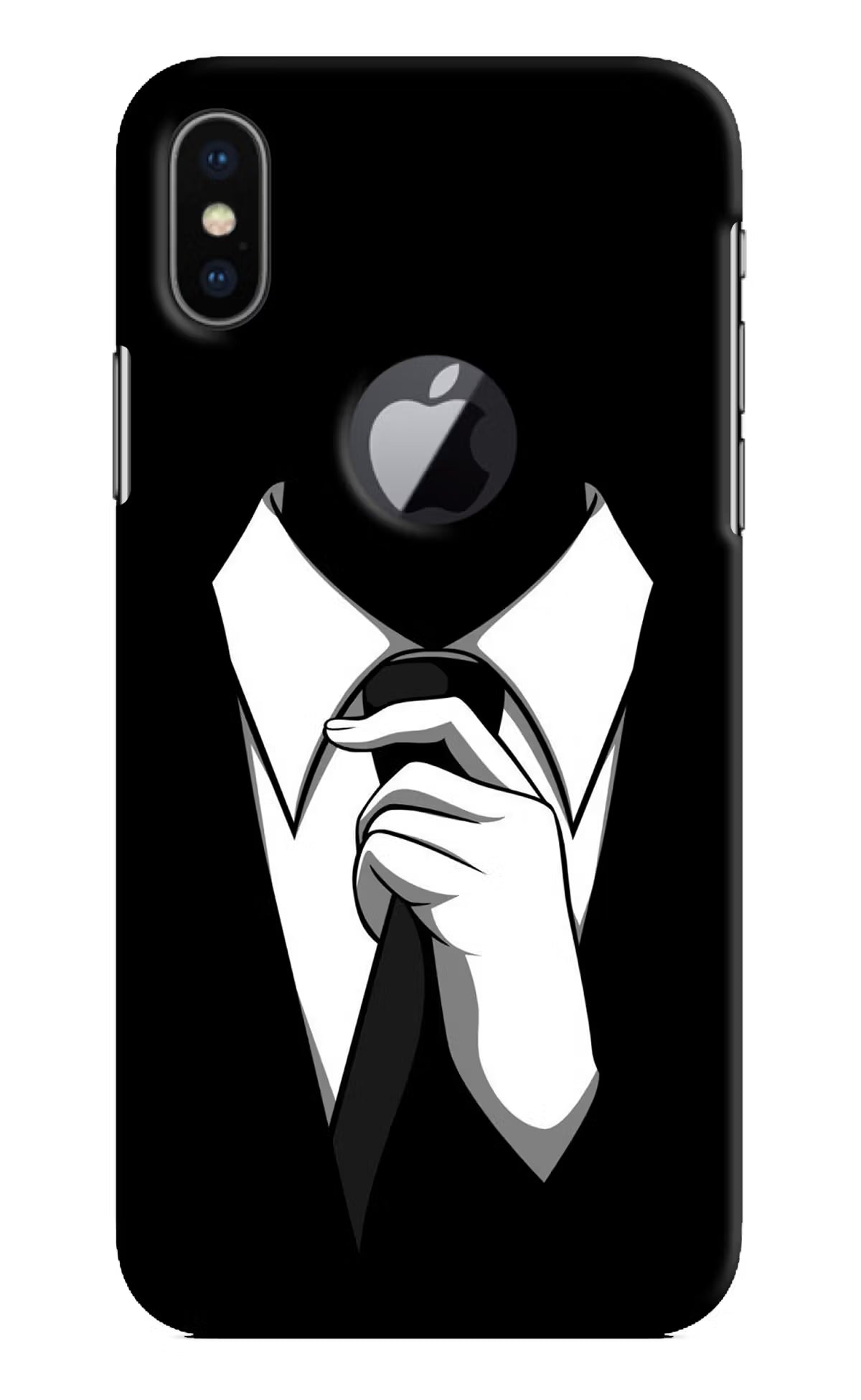 Black Tie iPhone X Logocut Hard Case Back Cover by Casekaro