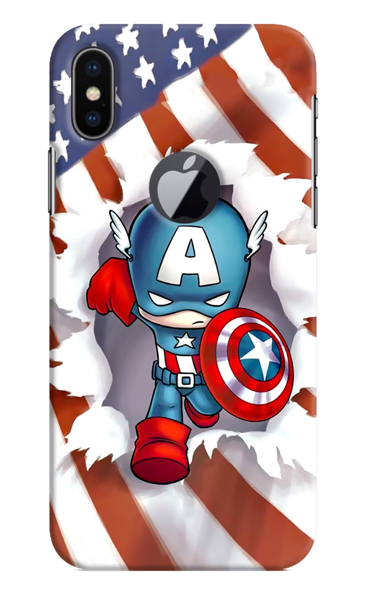 Captain America iPhone X Logocut Hard Case Back Cover by Casekaro