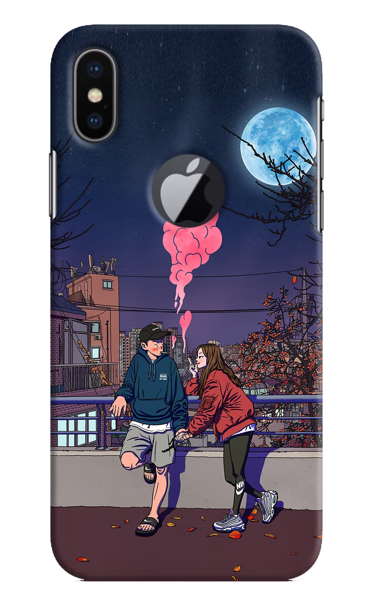 Chilling Couple iPhone X Logocut Hard Case Back Cover by Casekaro