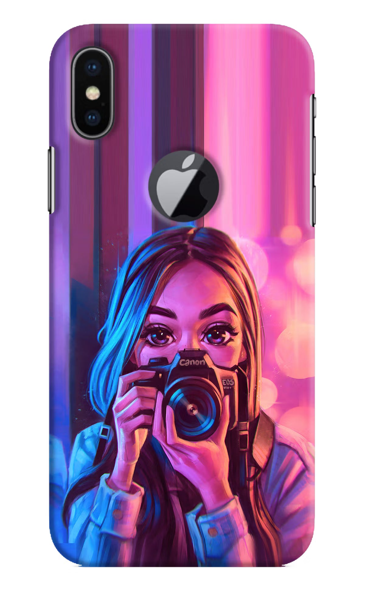 Girl Photographer iPhone X Logocut Hard Case Back Cover by Casekaro