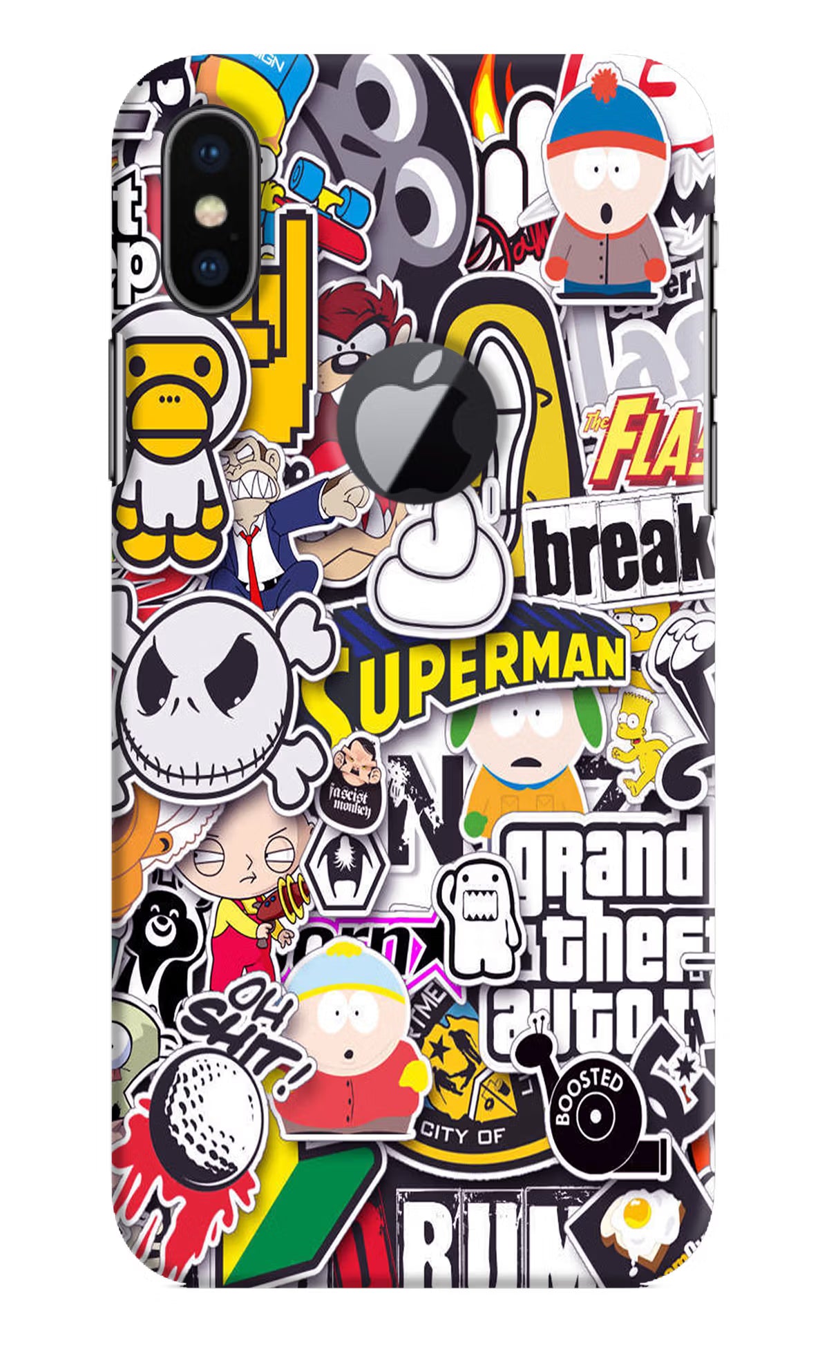Sticker Bomb iPhone X Logocut Hard Case Back Cover by Casekaro