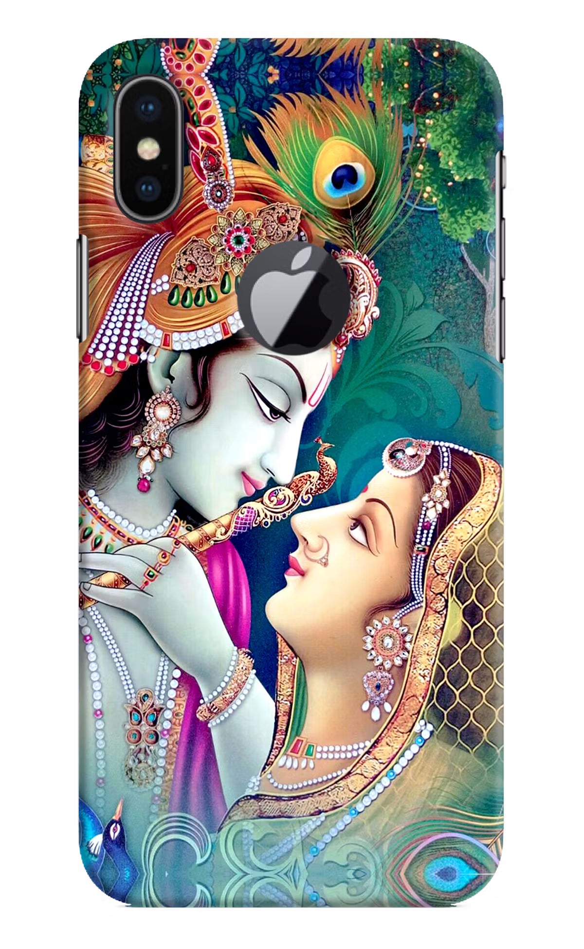 Lord Radha Krishna iPhone X Logocut Hard Case Back Cover by Casekaro
