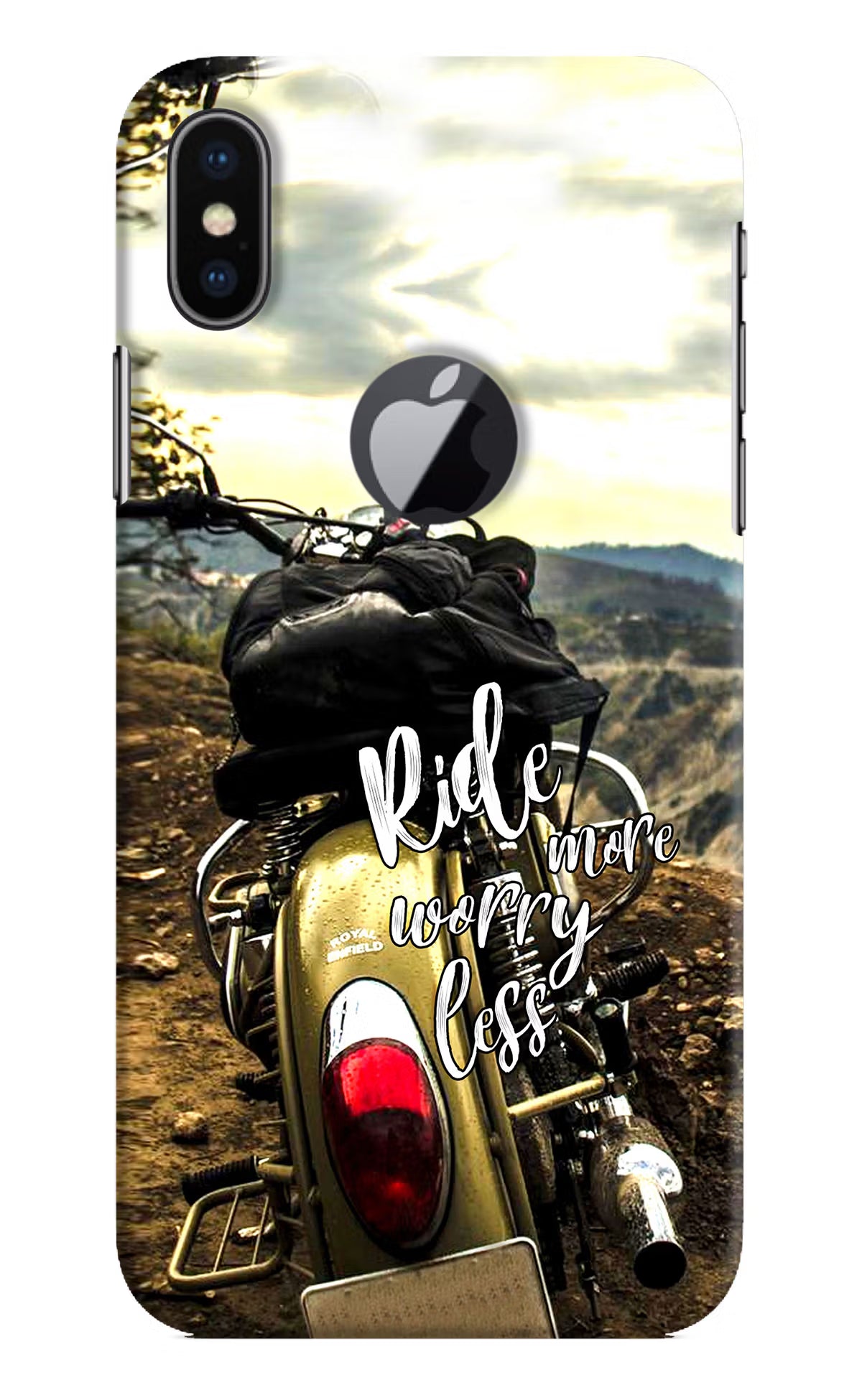 Ride More Worry Less iPhone X Logocut Hard Case Back Cover by Casekaro