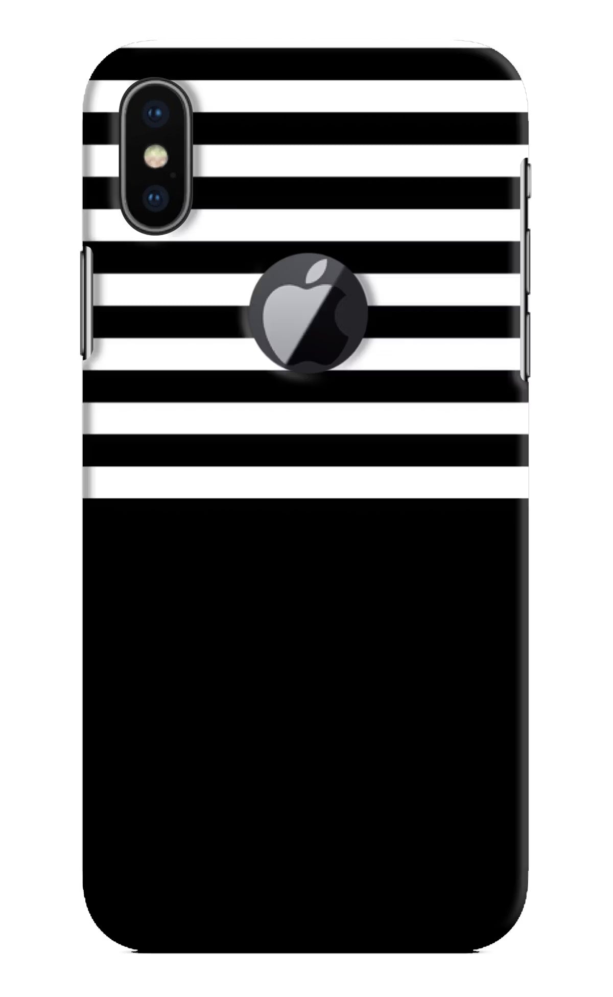 Black and White Print iPhone X Logocut Hard Case Back Cover by Casekaro