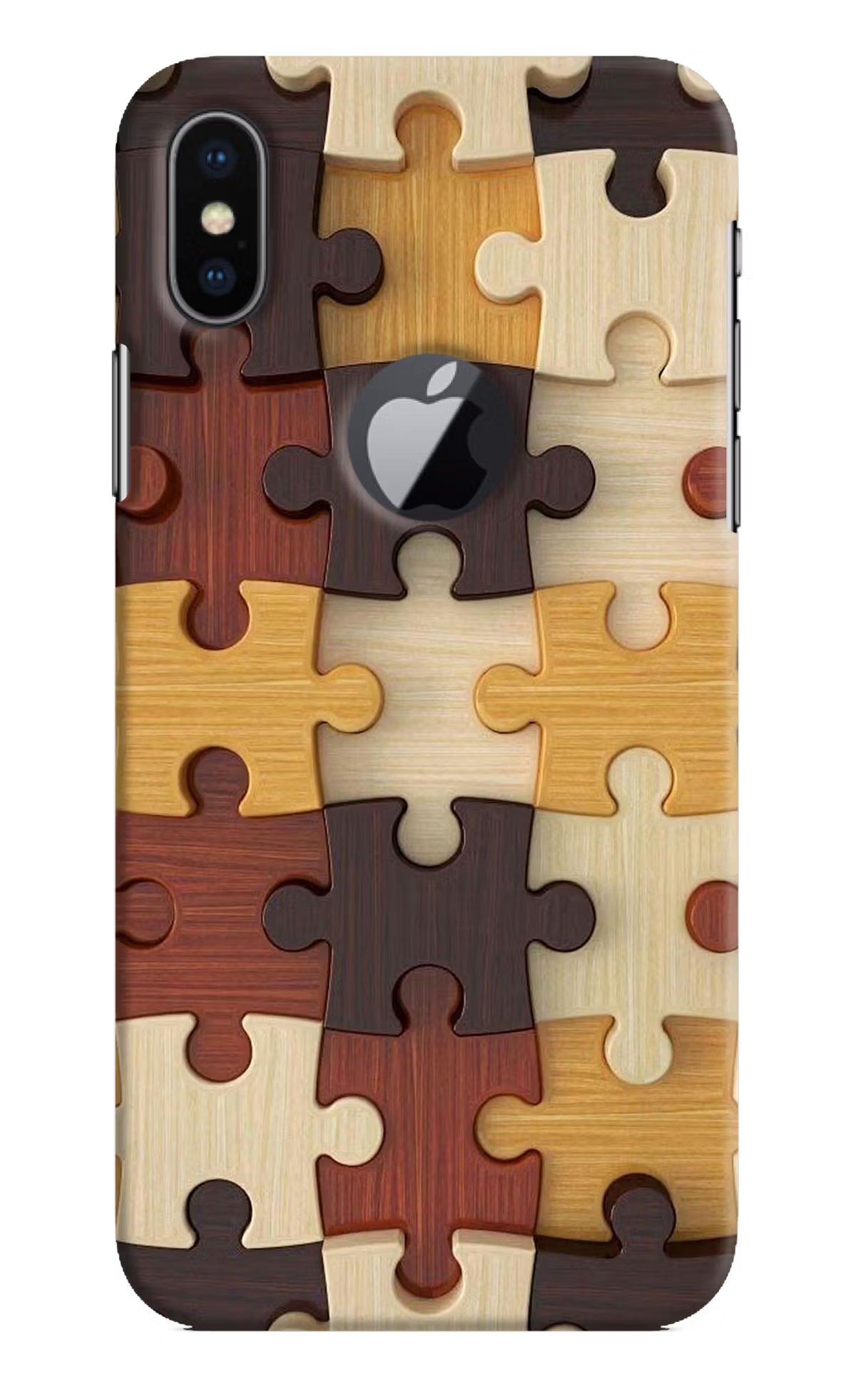 Wooden Puzzle iPhone X Logocut Hard Case Back Cover by Casekaro