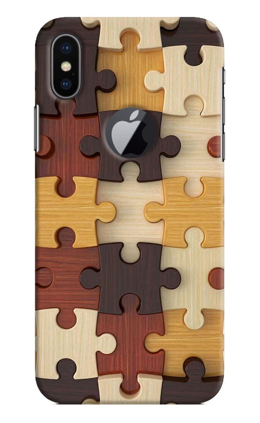 Wooden Puzzle iPhone X Logocut Hard Case Back Cover by Casekaro