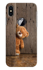 Teddy Wooden iPhone X Logocut Hard Case Back Cover by Casekaro