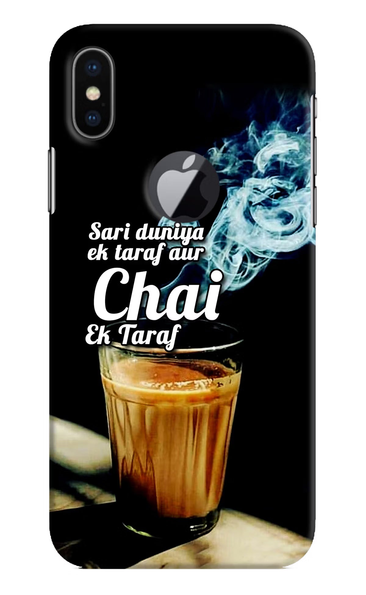 Chai Ek Taraf Quote iPhone X Logocut Hard Case Back Cover by Casekaro