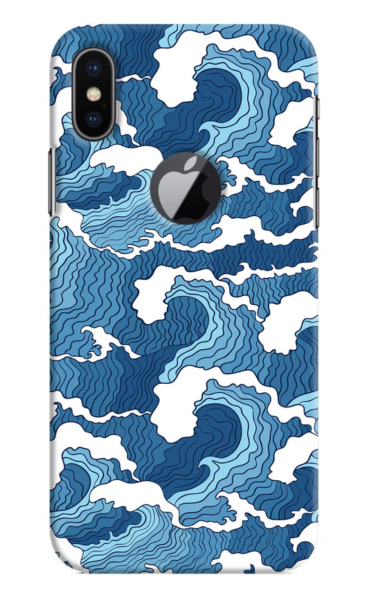 Blue Waves iPhone X Logocut Hard Case Back Cover by Casekaro