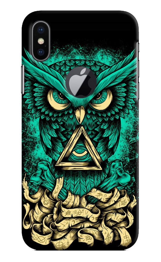 Green Owl iPhone X Logocut Hard Case Back Cover by Casekaro