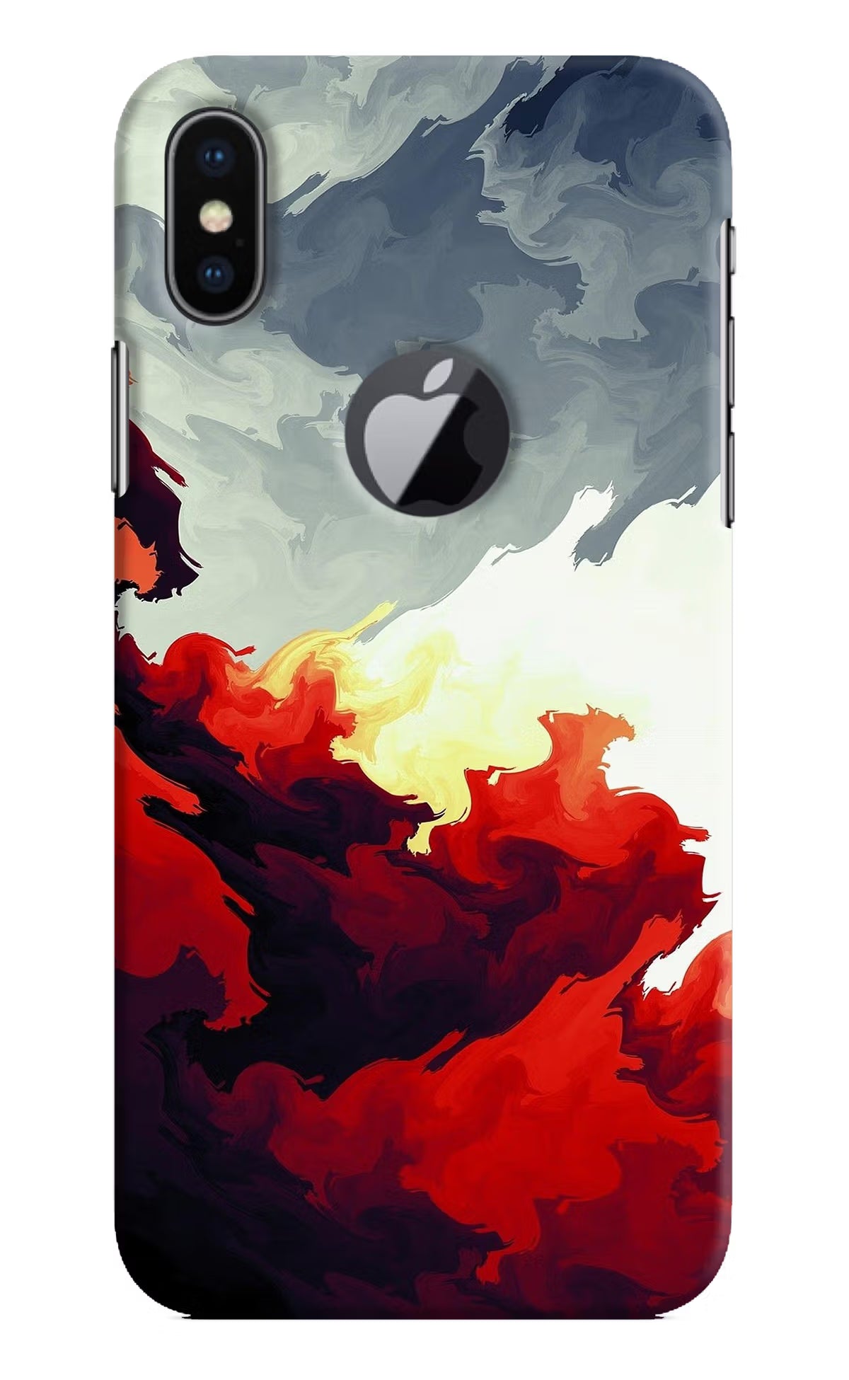 Fire Cloud iPhone X Logocut Hard Case Back Cover by Casekaro