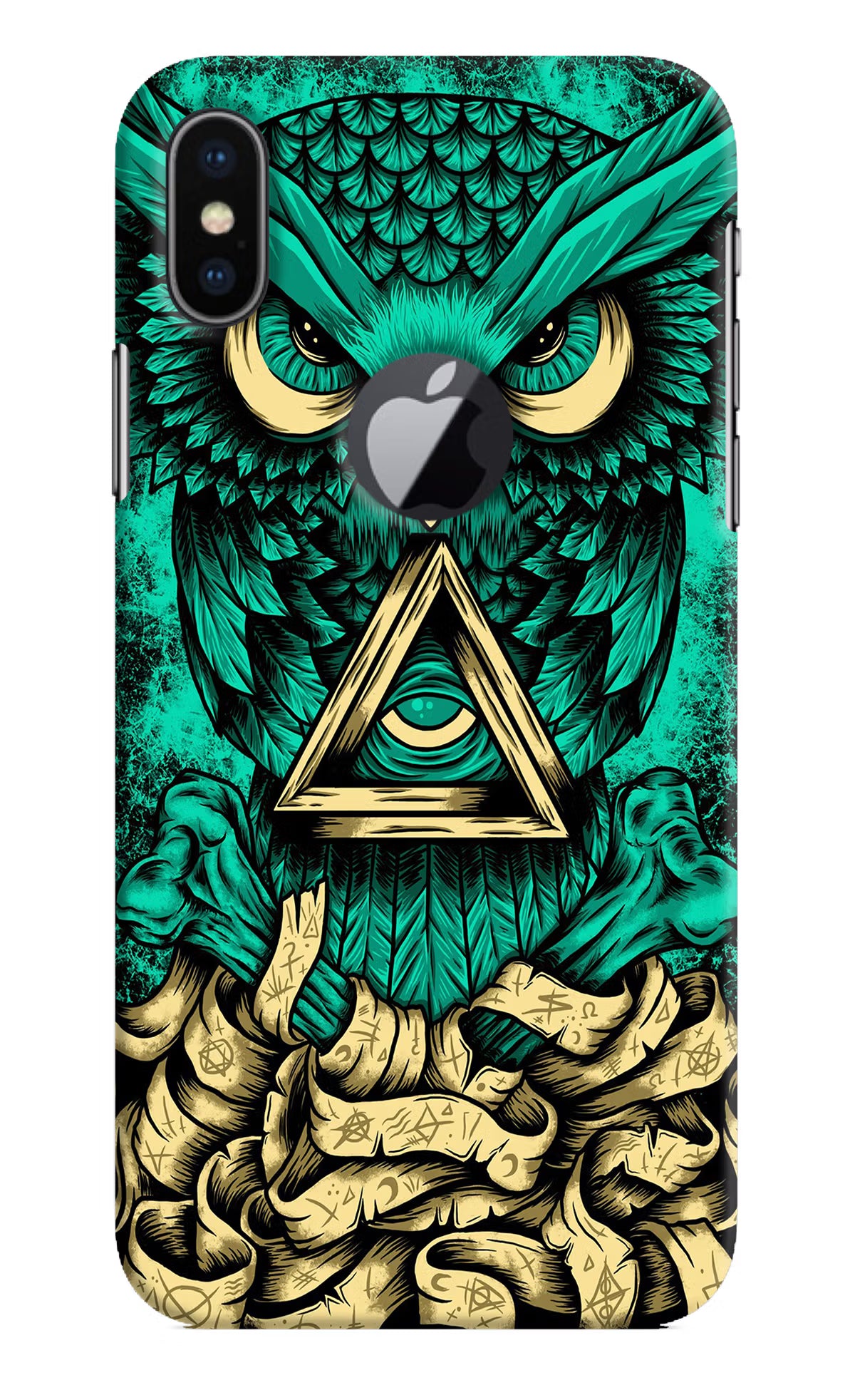 Green Owl iPhone X Logocut Hard Case Back Cover by Casekaro