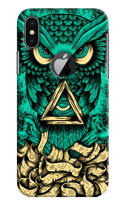 Green Owl iPhone X Logocut Hard Case Back Cover by Casekaro