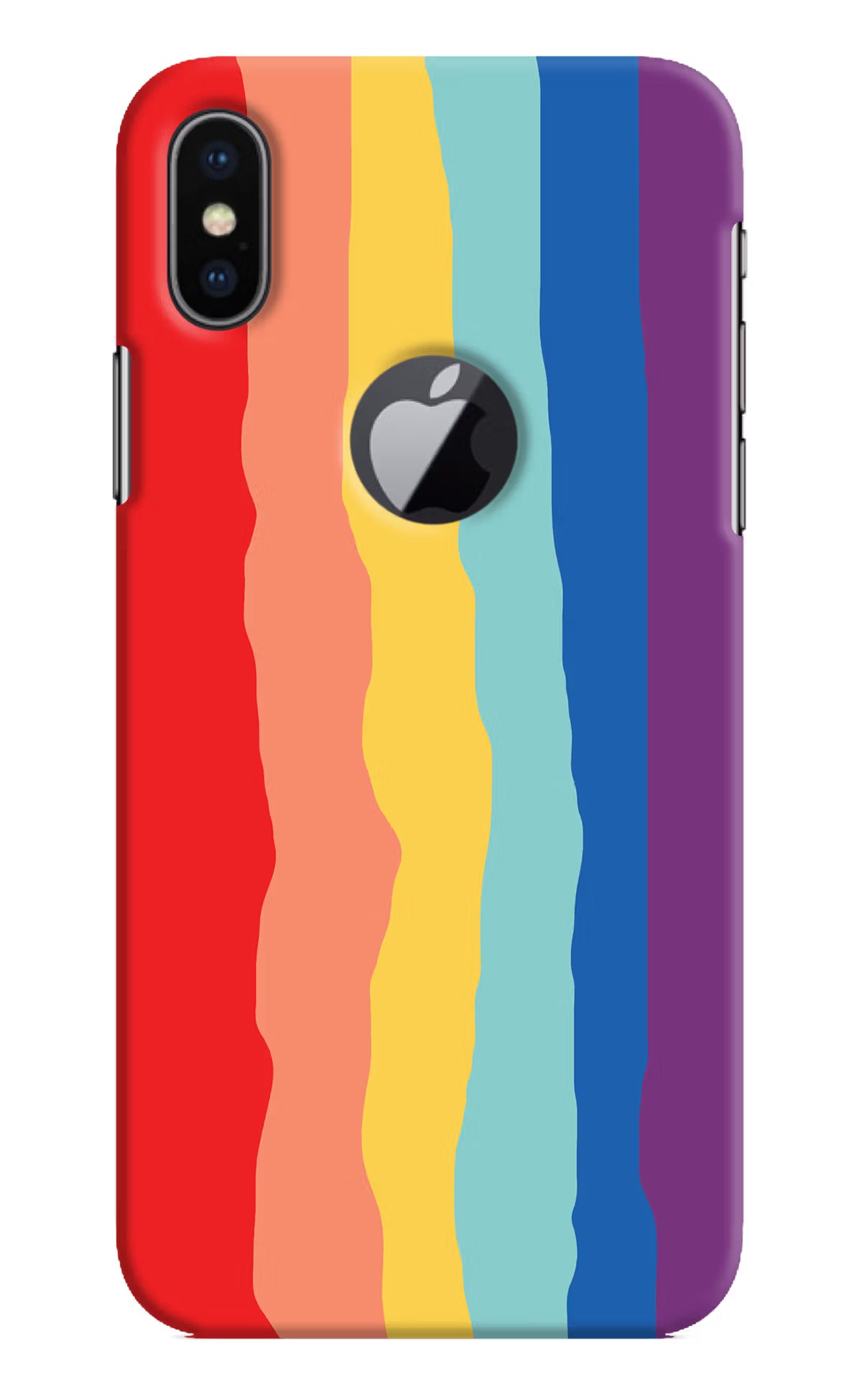 Rainbow iPhone X Logocut Hard Case Back Cover by Casekaro