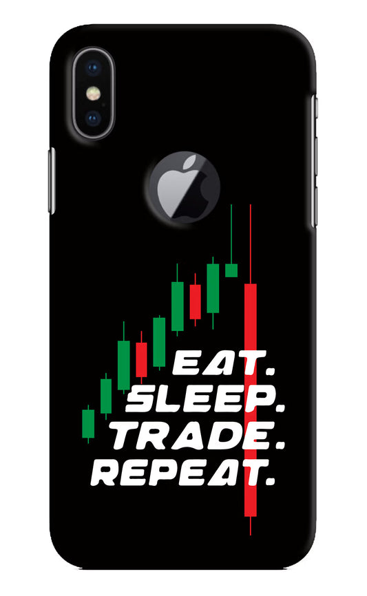 Eat Sleep Trade Repeat iPhone X Logocut Hard Case Back Cover by Casekaro