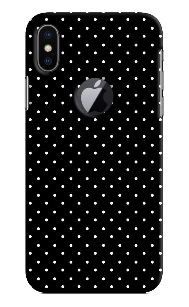 White Dots iPhone X Logocut Hard Case Back Cover by Casekaro