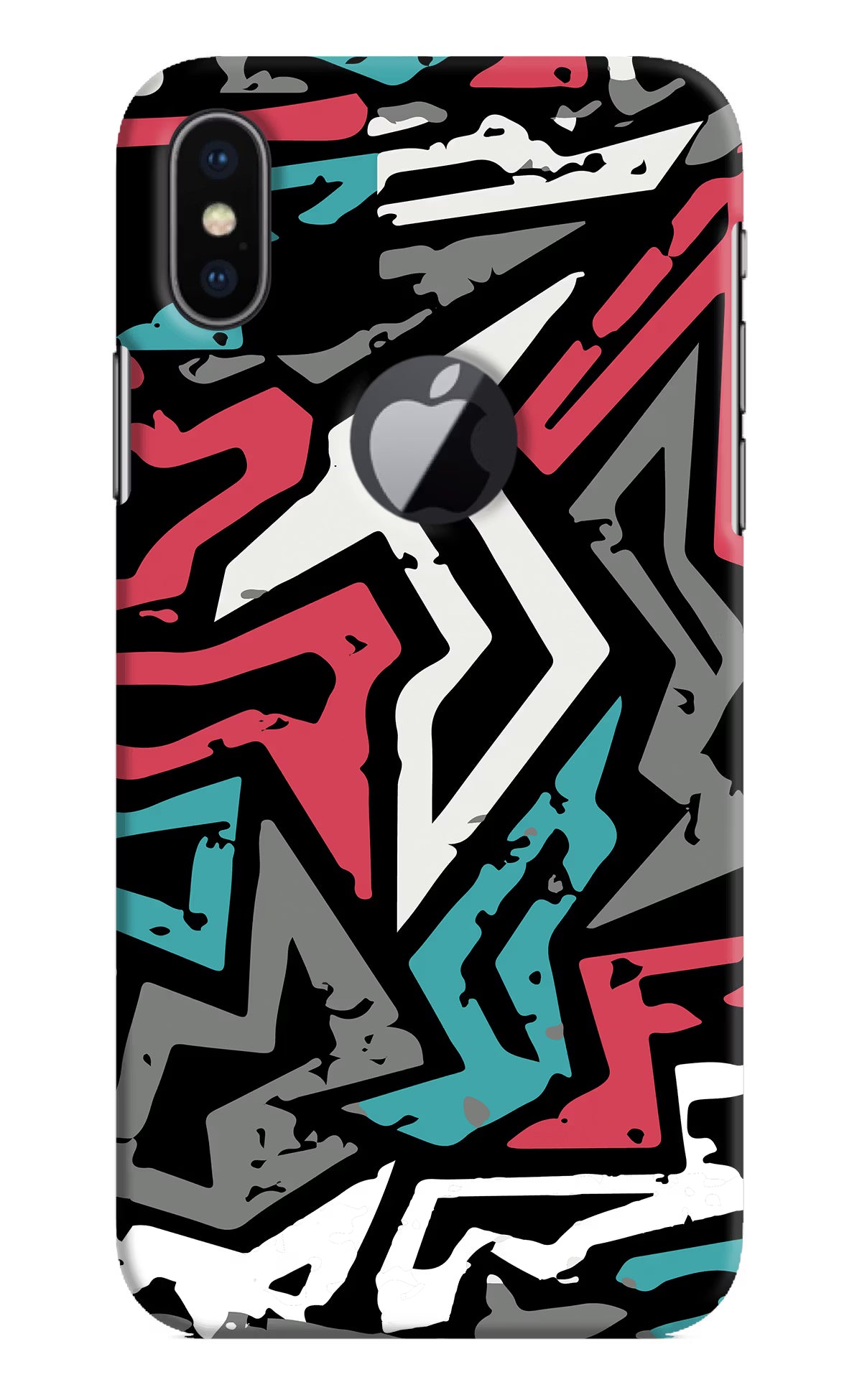 Geometric Graffiti iPhone X Logocut Hard Case Back Cover by Casekaro