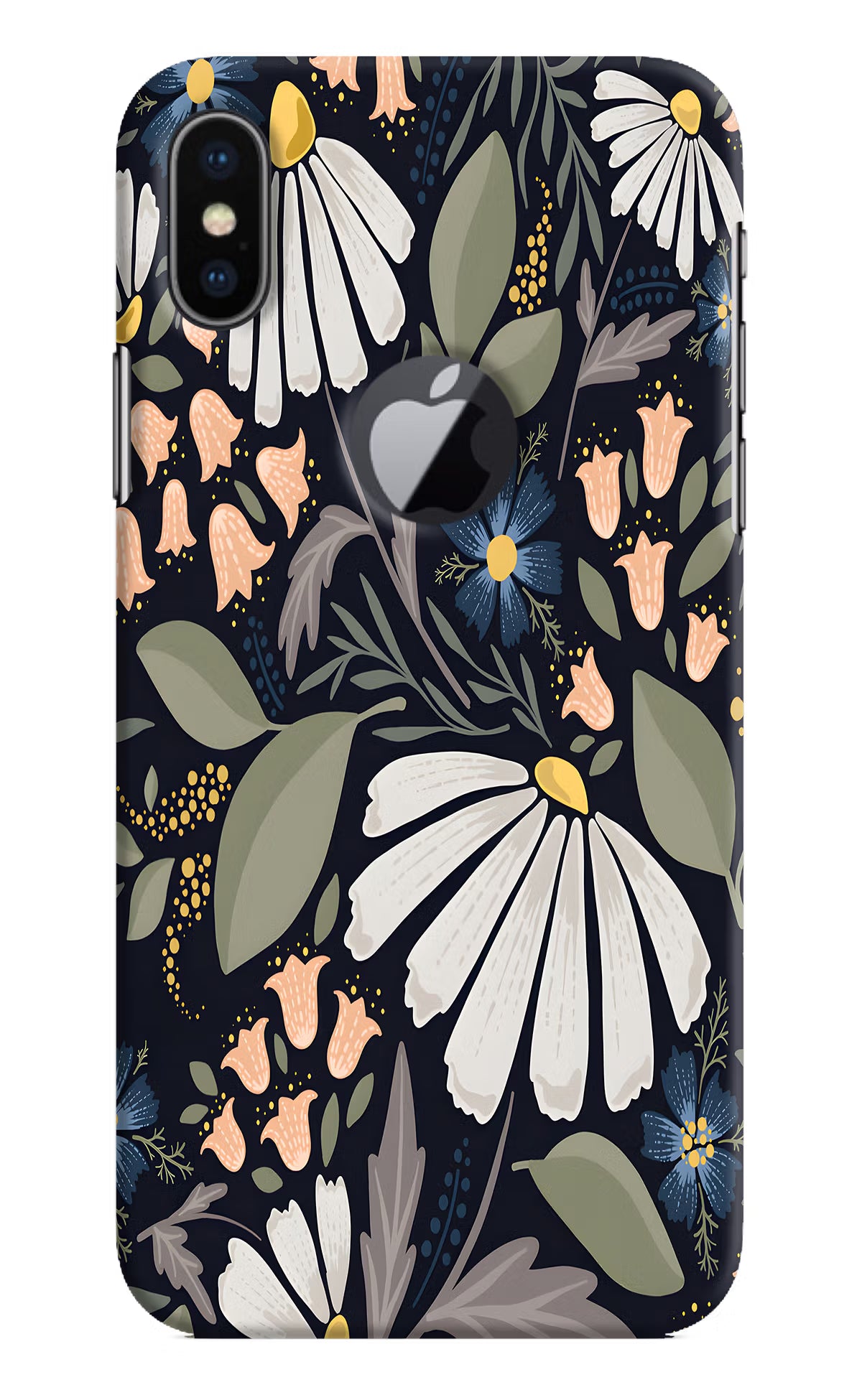 Flowers Art iPhone X Logocut Hard Case Back Cover by Casekaro