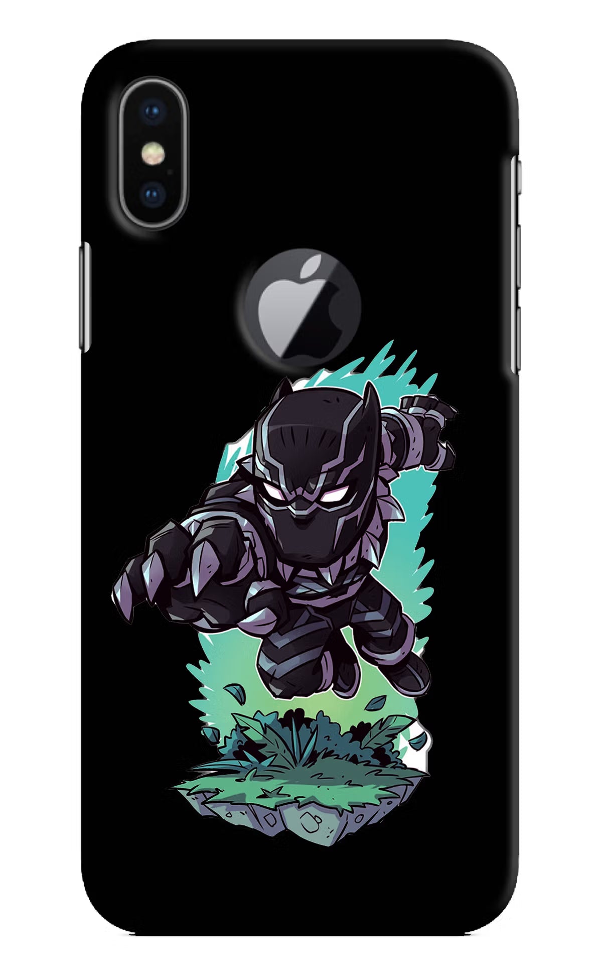 Black Panther iPhone X Logocut Hard Case Back Cover by Casekaro