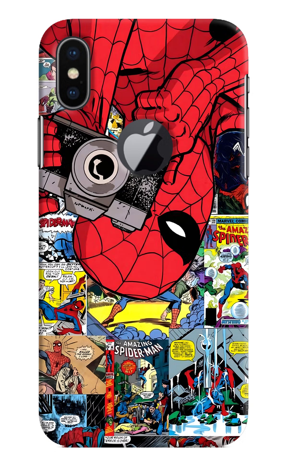 Spider Man iPhone X Logocut Hard Case Back Cover by Casekaro