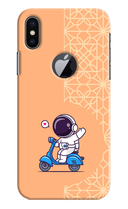 Cute Astronaut Riding iPhone X Logocut Hard Case Back Cover by Casekaro