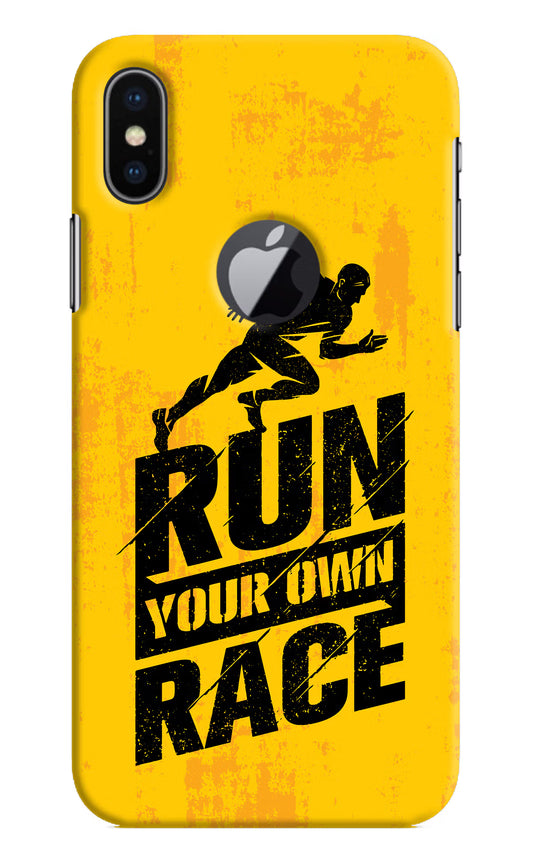 Run Your Own Race iPhone X Logocut Hard Case Back Cover by Casekaro
