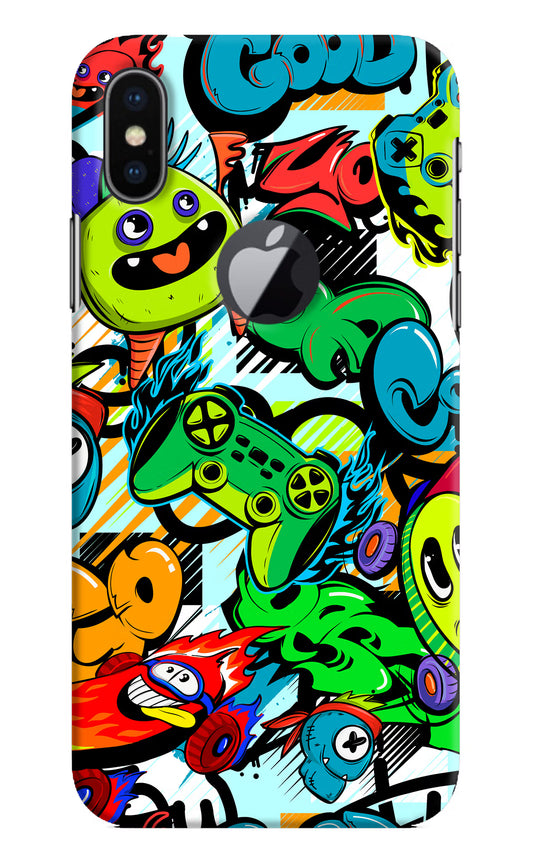 Game Doodle iPhone X Logocut Hard Case Back Cover by Casekaro