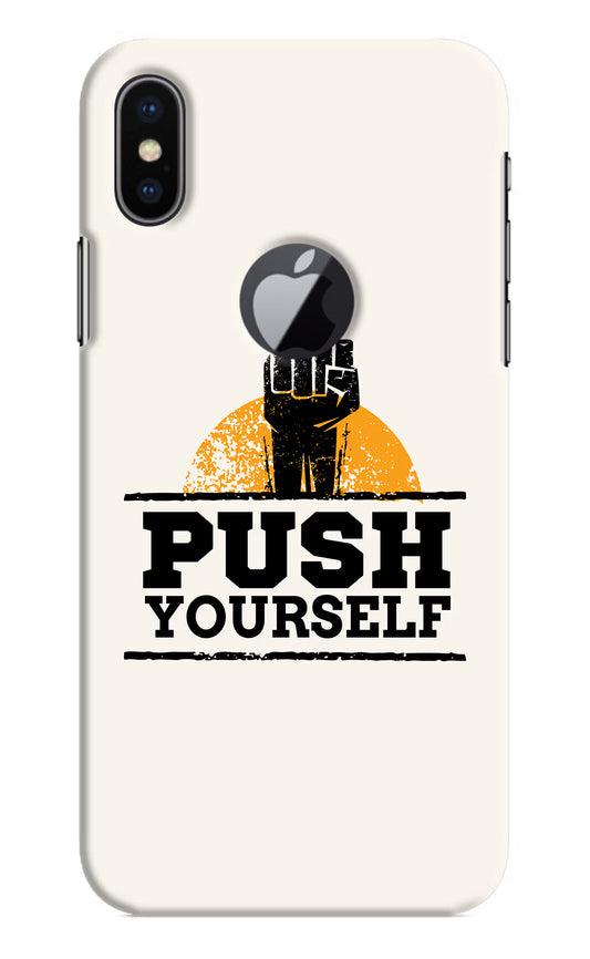 Push Yourself iPhone X Logocut Hard Case Back Cover by Casekaro