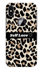 Leopard Print Self Love iPhone X Logocut Hard Case Back Cover by Casekaro