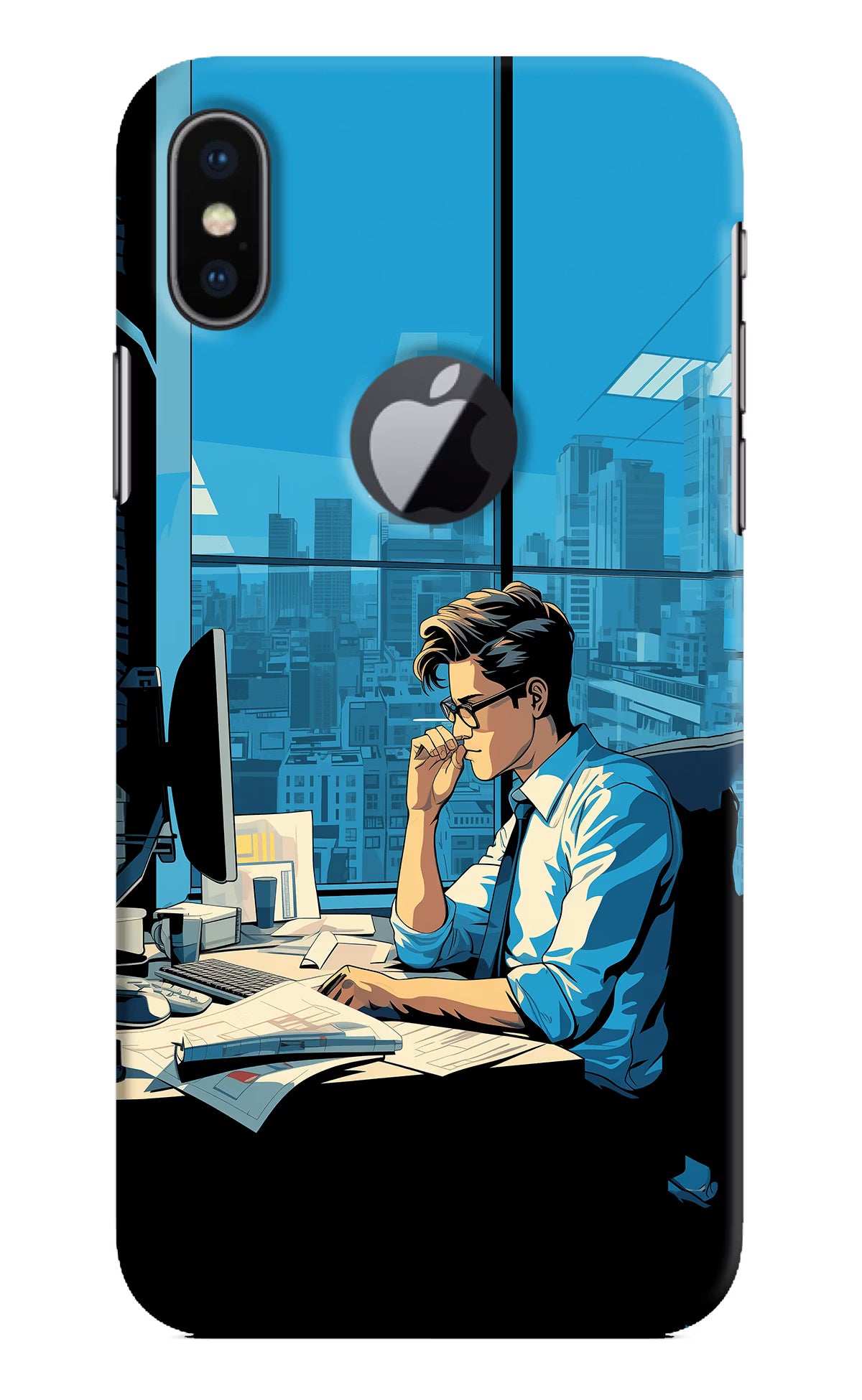 Focused Hustler (AI Generated) iPhone X Logocut Hard Case Back Cover by Casekaro