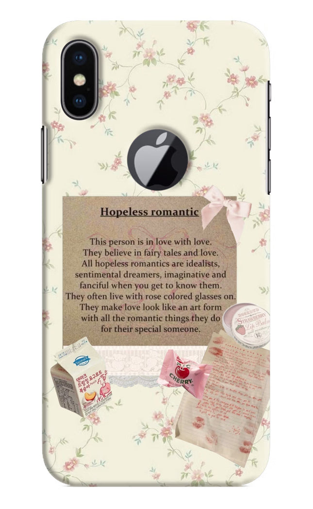 Hopeless Romantic iPhone X Logocut Hard Case Back Cover by Casekaro