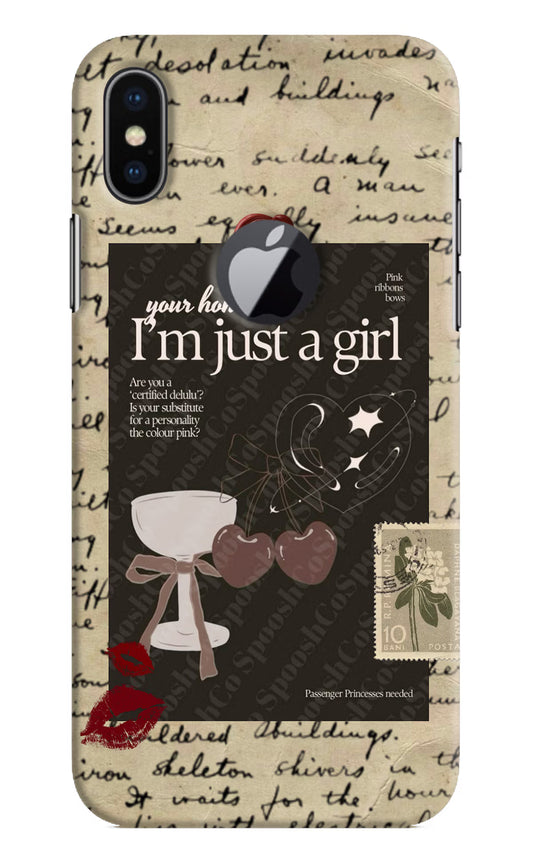 I am just a girl iPhone X Logocut Hard Case Back Cover by Casekaro