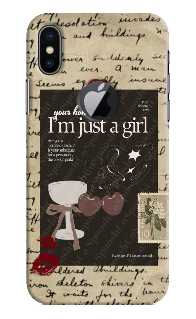 I am just a girl iPhone X Logocut Hard Case Back Cover by Casekaro
