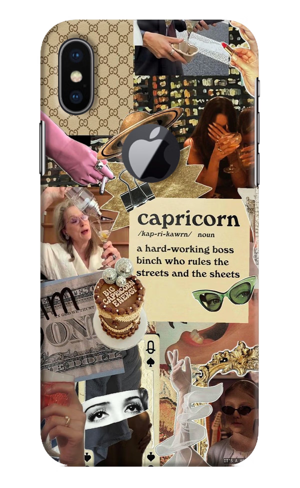 Capricorn Zodiac iPhone X Logocut Hard Case Back Cover by Casekaro