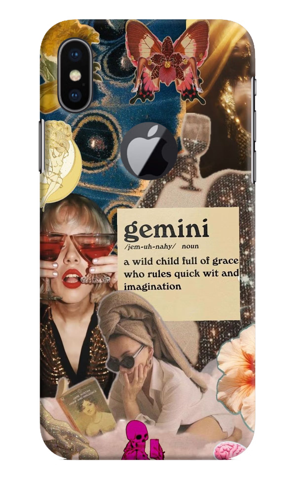Gemini Zodiac iPhone X Logocut Hard Case Back Cover by Casekaro
