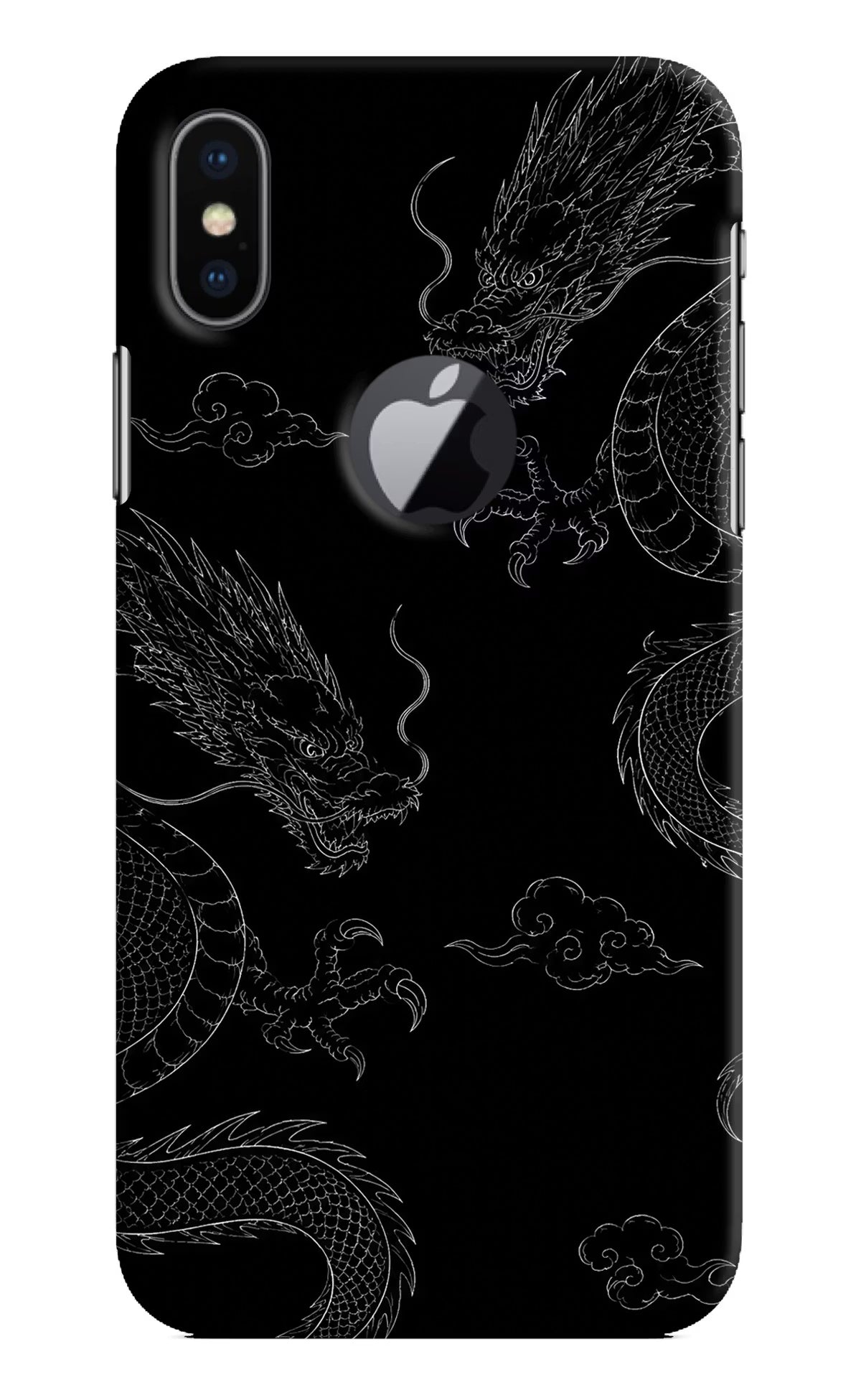 Twin Dragons iPhone X Logocut Hard Case Back Cover by Casekaro